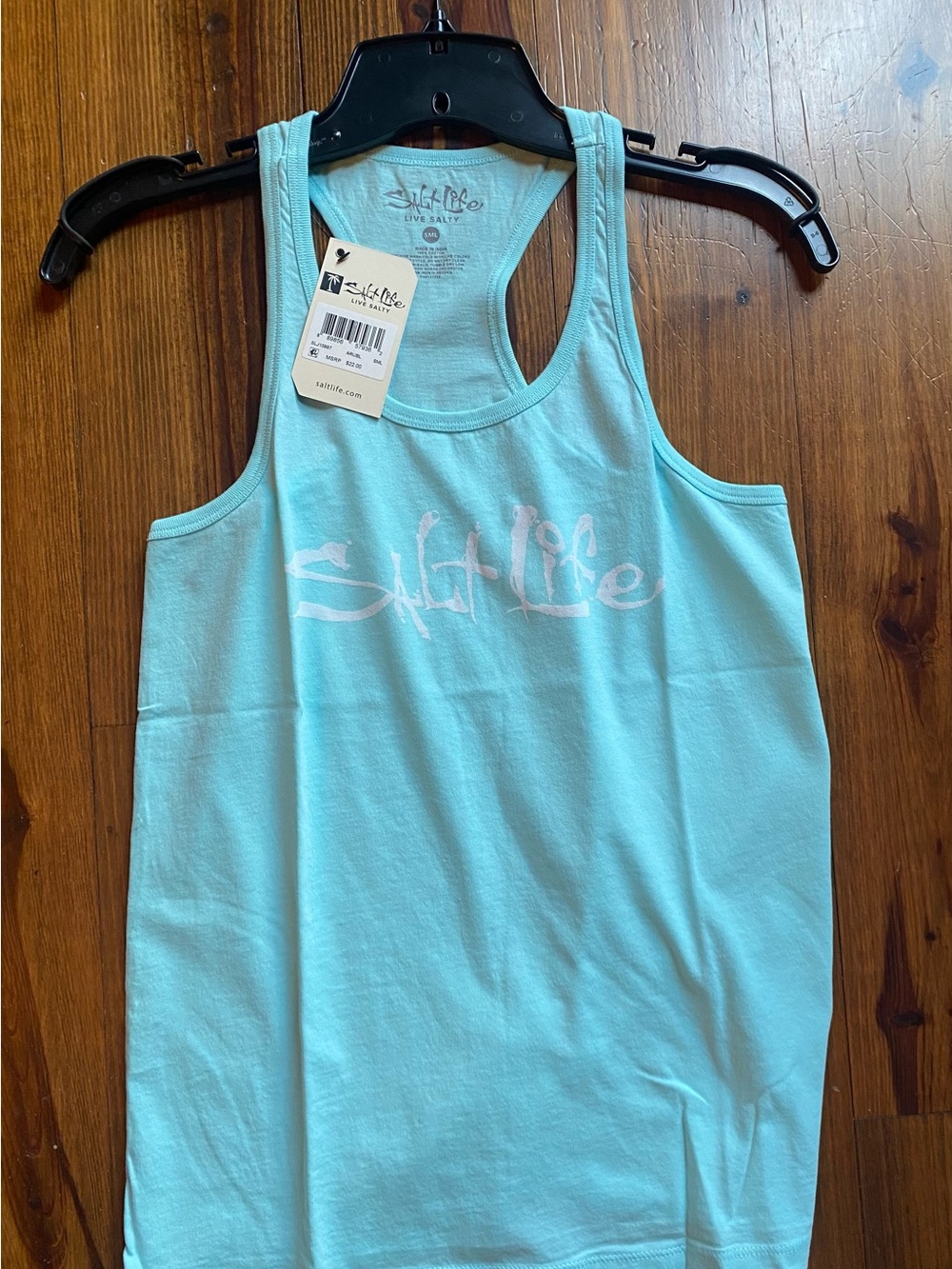 Salt Life Women's Salt Life Aqua And White Razorback Tank Top NWT S